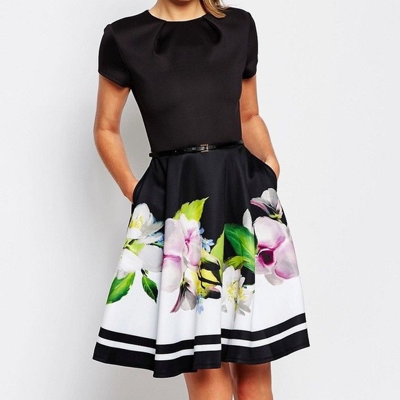 TED BAKER LONDON Vidaa Floral Fit & Flare Dress 5 - Picture 3 of 15